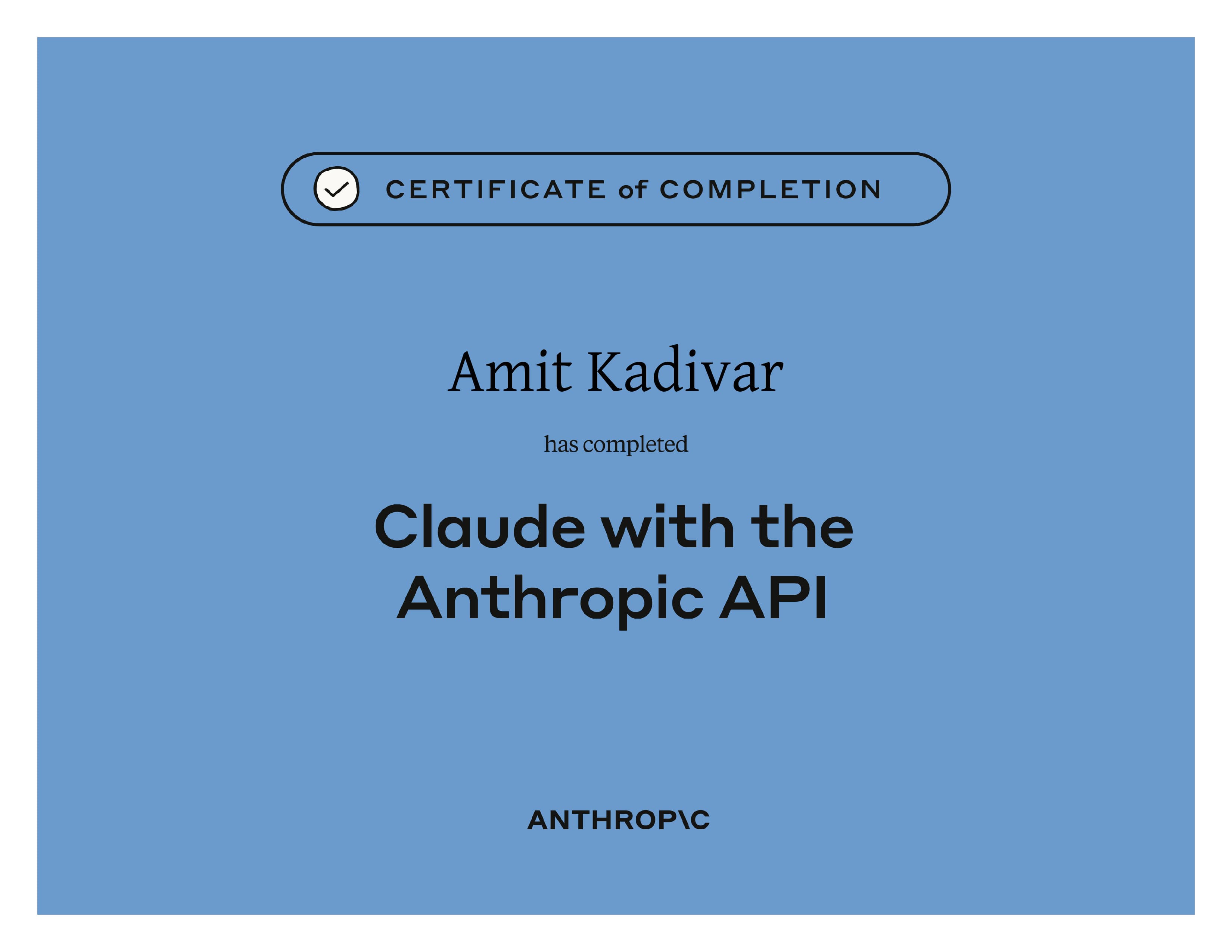 Claude with the Anthropic API certificate from Anthropic